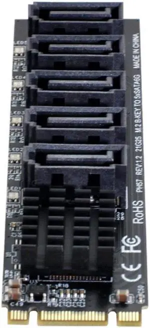 SATA 3.0 6Gbps 5 Ports Adapter Converter Port JMB575 2280 NGFF Key B+M to