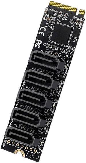 NVME M.2 NGFF M-Key PCI Express to SATA 3.0 6Gbps 5 Ports Adapter Converter Hard Drive Extension Card JMB585 2280