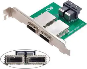 Mini SAS SFF-8088 Dual Ports to Internal SAS HD SFF-8643 PCBA Female Adapter With Low Profile Bracket