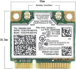 7260HMW BT 4.0 MINI PCIE WLAN CARD INTEL 7260BN 04X6011 04W3815 For Lenovo K4350 K4250 B5400 M5400 M4400S S410 S310 S540 7260HM