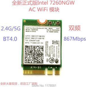 For Intel Dual band 7260 7260NGW Wireless-AC NGFF 2x2 802.11ac 867Mbps Wifi+ BT 4.0 Wireless Wlan M.2 Card