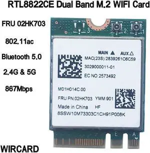 RTL8822CE 802.11AC WiFi+BT 5.0 NGFF FRU 02HK703 wireless netowrk card For Lenovo E460 E465 E470 E475 E560 E570 RTL8822CE 802.11AC WiFi+BT 5.0 NGFF FRU 02HK703 wireless netowrk card For Lenovo E460 E465 E470 E475 E560 E570