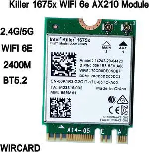 Killer 1675x AC Dual Band 2.4Gbps WI-FI 6E Wireless AX210 Wifi Card AX210NGW 802.11AX BT5.2 Laptop for Windows 10