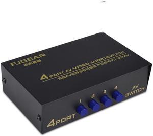 AV Switch Box 4 in 1 out AV Audio Video Signal Composite for HDTV LCD DVD 3 RCA Switcher 4 to 1 Selector