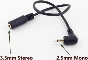 FOR 1pc 3.5mm Female Stereo to 2.5mm Male Headphones Headset Aux Adapter Converter Cable 25cm