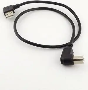 FOR 1pc USB 2.0 A Male Left Angle To USB B Male Right Angle Printer Scanner Cable 50cm