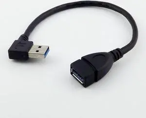 FOR 1pc USB 3.0 Type A Male Left Angled to USB 3.0 A Female Data Extension Adapter Cable 24cm