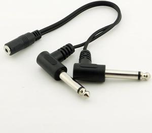 OIAGLH 3.5mm Mini 1/8 inch TRS Stereo Female Jack to Dual 1/4 6.35mm Male Plug Mono TS Right Angle Audio Adapter Y Splitter Cable 20cm