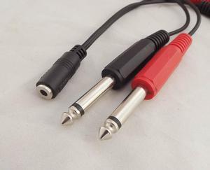 FOR 2pcs 3.5mm Female To Dual 6.35mm Mono Male Extension Audio Adapter Cable 20cm