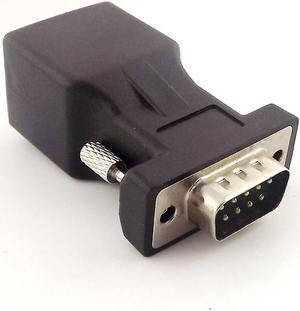 FOR 10pcs DB9 RS232 Male to RJ45 Female Extender Connector CAT5 5e Network Cable Adapter