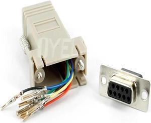 FOR RS232 DB9 Female to RJ45 Female connector Adapter ,RJ45 to DB9 RS232 com LAN TO 232 db9 10PCS/lot