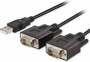 FOR Usb 2.0 TO Dual com FTDI CHIP 2 Port USB to Serial RS232 DB9 Adapter Cable Win-10