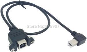 FOR 50cm 90 Degree Right Angled USB B Type Male to Female Extension Cable with Screws for Panel Mount