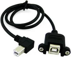 FOR 90 Degree Angled USB B Male to Female Extension Cable w Screw for Panel Mount U2-132-0.5M