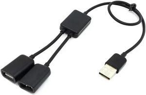 FOR Black USB 2.0 Dual Ports Hub Cable Bus power For Laptop book Notebook PC Mouse Flash Disk