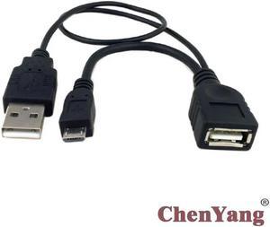 FOR Micro USB 2.0 OTG Host Flash Disk Cable Black Color with USB power for S3 i9300 S4 i9500 Note2 N7100 Note3 N90