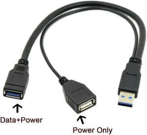 FOR Black USB 3.0 Male to Dual USB Female Extra Power Data Y Extension Cable for 2.5 Mobile Hard Disk