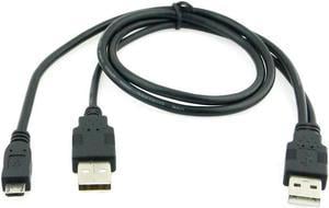 FOR USB 2.0 two Male to Micro USB 5P Male Y Cable 80cm for external Hard Disk Drive