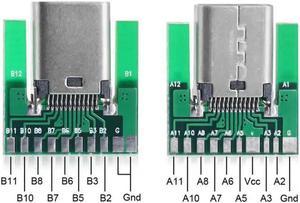 FOR DIY 24pin USB 3.1 Type C Female Socket Connector SMT type Attached with PC Board Cable