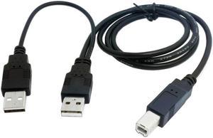 FOR 80cm Dual USB 2.0 Male to Standard B Male Y Cable for Printer Scanner External Hard Disk Drive