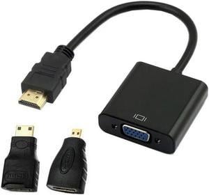 FOR Black Color HDTV Source to VGA Female Output Cable with Micro Mini for Adapter for Projector Monitor PC Laptop