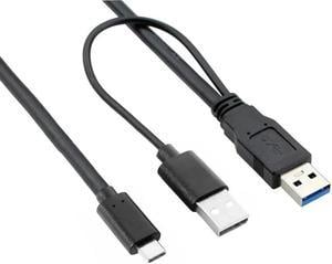 FOR USB 3.0 Male USB 2.0 Dual Power Data Y to Type-C USB-C Cable for Laptop Hard Disk