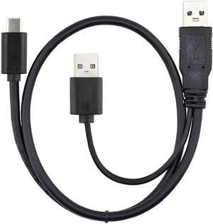 FOR USB 3.0 Power Data Male USB 2.0 Dual Power to USB-C Type-C Y Cable Cord for Lap top Hard Disk 60cm Black