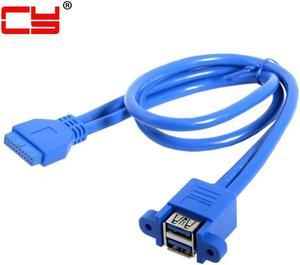 FOR USB 3.0 Female Panel Type Dual Ports to Motherboard 20Pin Header Stackable Extending Converter Cord for Adapter Cable 50cm