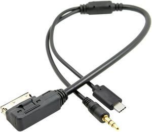 FOR Media In AMI MDI to Stereo 3.5mm Audio USB-C Aux for Adapter Cable for Car VW AUDI 2014 A4 A6 Q5 Q7