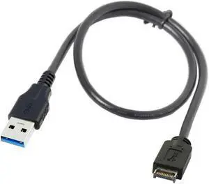 FOR USB 3.0 Type-A Male to USB 3.1 Front Panel Header Extension Data Cable Converter Cord 50cm Black