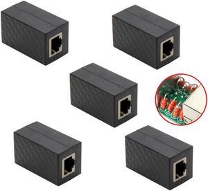 FOR 5pcs/lot RJ45 UTP STP CAT6 CAT5e Female to Female Network Lan for Adapter Extender with Lightning Protection Shield Black