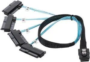 FOR 50cm Internal 36 Pin Mini SAS SFF-8087 Host to 4 SFF-8482 Target SAS Hard Disk and SATA Power Cable