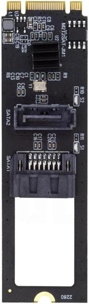 FOR NGFF Key B+M PCI Express to SATA 3.0 6Gbps Dual Ports Vertical for Adapter Converter Hard Drive Extension Card JMB582