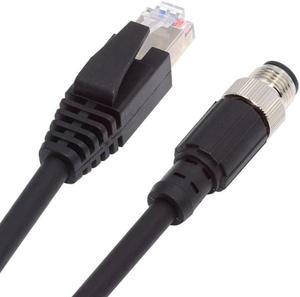 FOR M12 Type-D D-coded 4Pin Male to RJ45 Cat5e Male Cable Lan Ethernet Network Industrial Applications IP67 Patch Cord