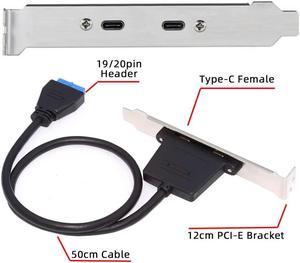 FOR 5Gbps USB3.0 Motherboard 19/20Pin to Dual Ports USB3.0 Type-A /USB-C Type-C Female PCI-E Back Panel Cable