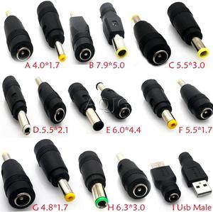 FOR 1Pcs Common DC Power male to female 6.5*4.4 4.0X1.7 3.0*1.1 5.5*2.5/usb to 5.5*2.1 plug Converter Laptop Adapter connector