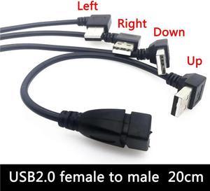 FOR 1pcs 20cm Left Right up Down d 90 USB 2.0 Type A Male to Female USB Cable Extension Cable Cord est