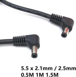 FOR 90 Double Elbow DC Power 5.5 x 2.1mm 2.5mm Male to 5.5 2.1/2.5mm Male Plug Cable Right d 90 50cm 1m 1.5M