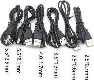 FOR USB A Male to DC 2.0 0.6 2.5 3.5 1.35 4.0 1.7 5.5 2.1 5.5 2.5mm Power supply Plug type A extension cable connector cords