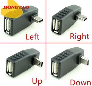 FOR USB Female to Mini USB Male 90 Down right Left UP OTG Adapter for Car AUX Tablet Black Right Left Down