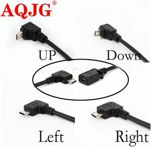 FOR 4Type L Shape Black Micro Mini USB Female to Mini Micro USB Male Adapter Connector 90 UP Converter Adaptor