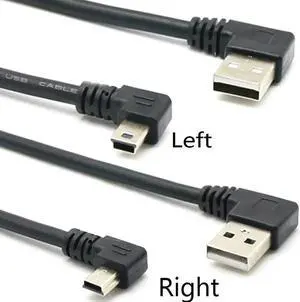 FOR 0.25m Left right Mini USB B Type 5pin Male 90 Left d to USB 2.0 Male Data Cable Black Color