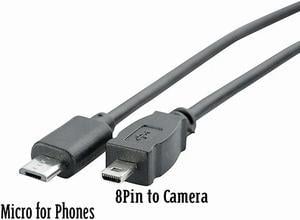 FOR USB Type C Micro Usb Male to Mini 8Pin USB 2.0 Camera Converter OTG Cable Cord 30CM for USB-C to Mini USB 8 Pin