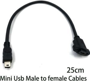 FOR 0.25m Mini USB USB 2.0 Male Connector to Mini USB 2.0 Female Extension Cable Pitch 17.5mm With screws Panel Mount Hole