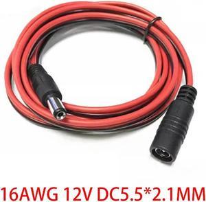 FOR DC Power Plug 5.5*2.1mm Female To Male Adapter Connector Cable 12V 10A 120W Max Power Extension Cord All Copper 16AWG