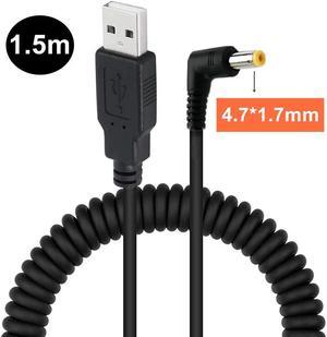 FOR 1.5m Usb Plug To Dc 4.7x1.7mm Plug Dc Power Supply Socket Cable Gps Spring Coiled USB Cable, USB 2.0 A Male Plug to DC