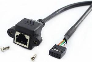 FOR Network Cable RJ45 Female Socket 9P/2.54 Pitch with screw holes ears Fixed Network port conversion cable 30cm 50cm