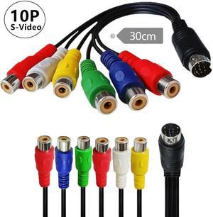 FOR 10 Pin Audio and Video DIN Cable S-Video 10Pin to 6RCA Female Cable - RGB Component and Composite 0