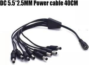 FOR DC 5.5*2.5MM Power Cable 1male to 8 Female Splitter Cord For ing DC5.5 x 2.5mm Extension Cable 40cm 18AWG 24AWG