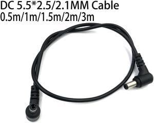 FOR 90 Double Elbow DC Power 5.5 x 2.1mm 2.5mm Male to 5.5 2.1/2.5mm Male Plug Cable Right d 90 50cm 1m 2m